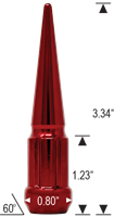 Hjulmutter ACORN 7/16 SPIKE 85mm. Röd