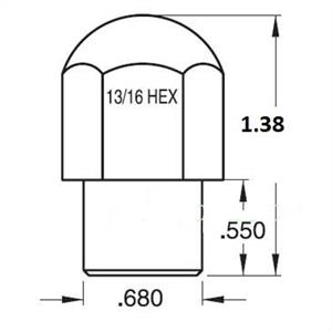 Hjulmutter MAG 1/2-20 Höger 14mm 0,55" Shank
