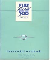 Instruktionsbok Svensk text Fiat 500 1a serie