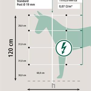 Elnät häst dubbelspets 30m, 120 cm