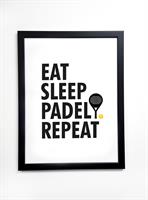 Poster 30x40 cm, Padel repeat, vit/svart text