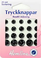 Tryckknappar 20-pack svart mässing