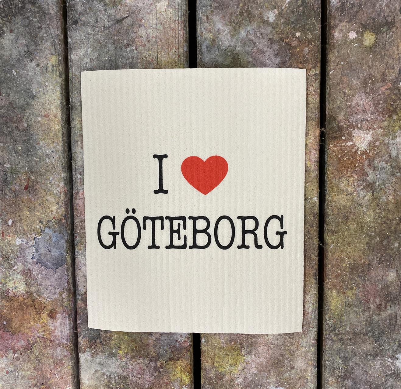 Disktrasa, I love Göteborg, vit/röd-svart text