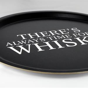 Bricka rund 31 cm, Whisky, svart/vit text
