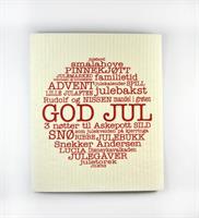 Disktrasa, God Jul norsk, vit/röd text