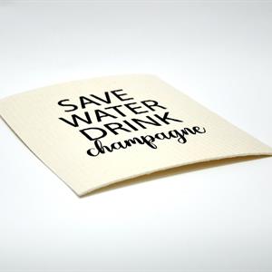 Disktrasa, Save water, vit/svart text