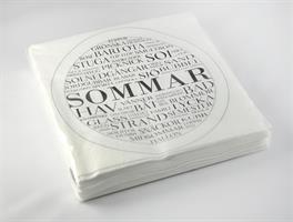Servetter, Sommar, vit/svart text, 25-p