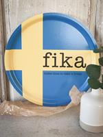 Bricka rund 31 cm, Make time FIKA, svenska flaggan