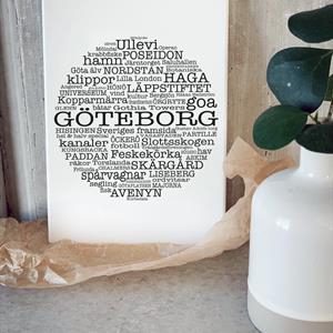 Skärbräda, Göteborg, svart/vit text