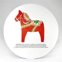 Grytunderlägg, Dala horse, vit/rött tryck