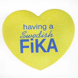 Set, trasa/handduk, Swedish Fika, vit/blå-gul text