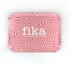 Bricka 27x20 cm, Make time Fika/Polkagris, rosa