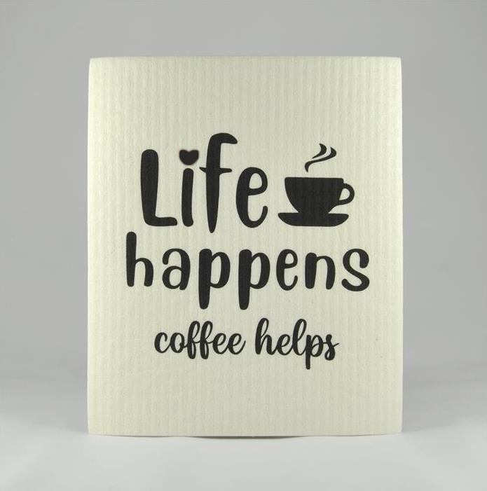 Disktrasa, Life happens, vit/svart text