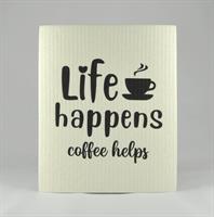 Disktrasa, Life happens, vit/svart text