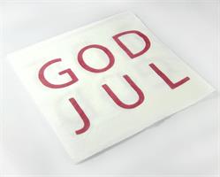 Servetter, God Jul, vit/röd text, 20-p
