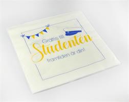 Servetter, Studenten, vit/blå-gul text, 20-p