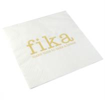 Servetter, Make time Fika, vit/guldtext, 25-p
