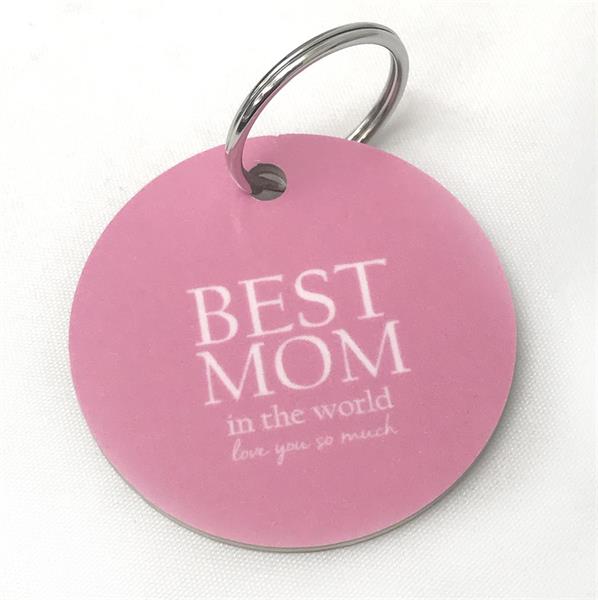 Nyckelring, Best Mom, rosa/vit text