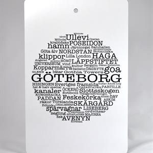 Skärbräda, Göteborg, vit/svart text
