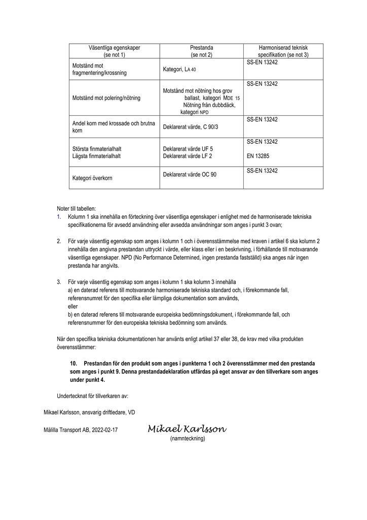 Prestandadeklaration 0/45 (sida 2/2)