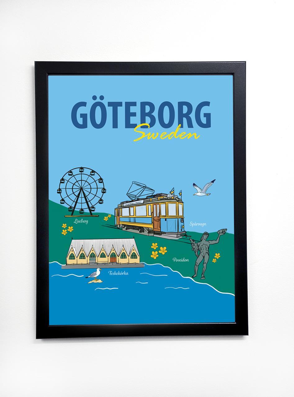 Poster 30x40 cm i ram, Göteborgsmotiv, färgtryck