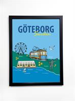 Poster 30x40 cm i ram, Göteborgsmotiv, färgtryck