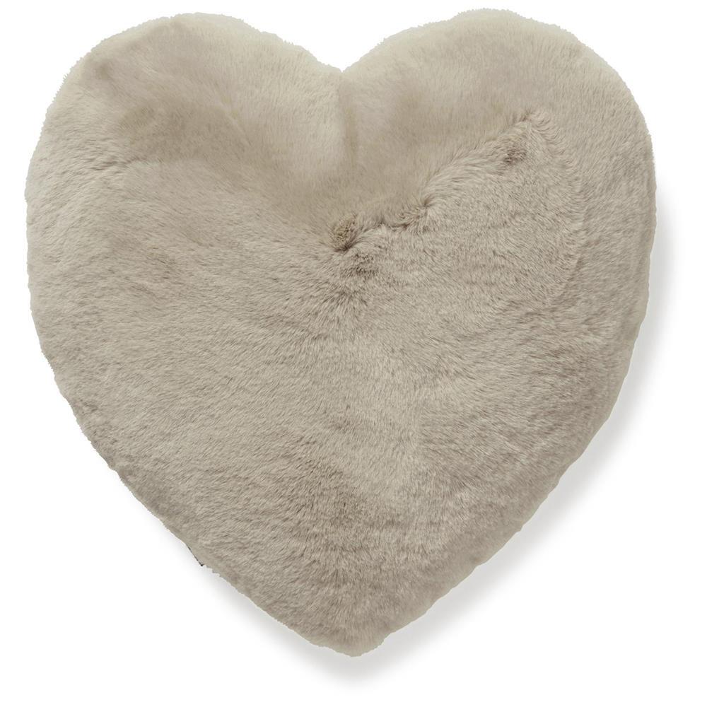 Fluffy heart cushion - Taupe