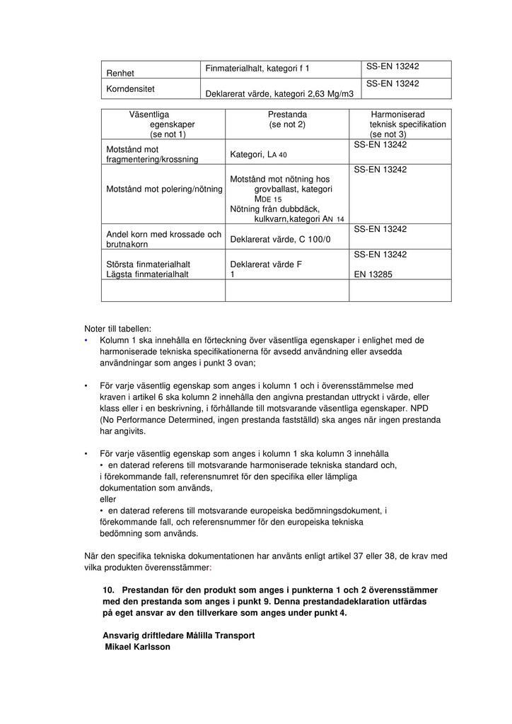 Prestandadeklaration 8/16 (sida 2/2)