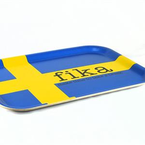 Bricka 27x20 cm, Make time FIKA, svenska flaggan