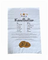 Kökshandduk 50x70 cm, Kanelbullar, vit/svart text