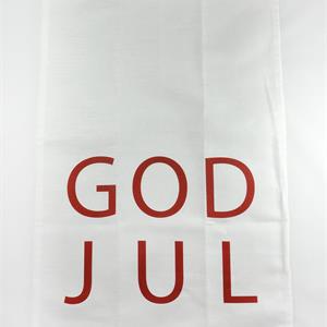 Kökshandduk, God Jul, vit/röd text