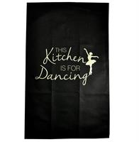 Kökshandduk, Kitchen dancing, svart/guldtext