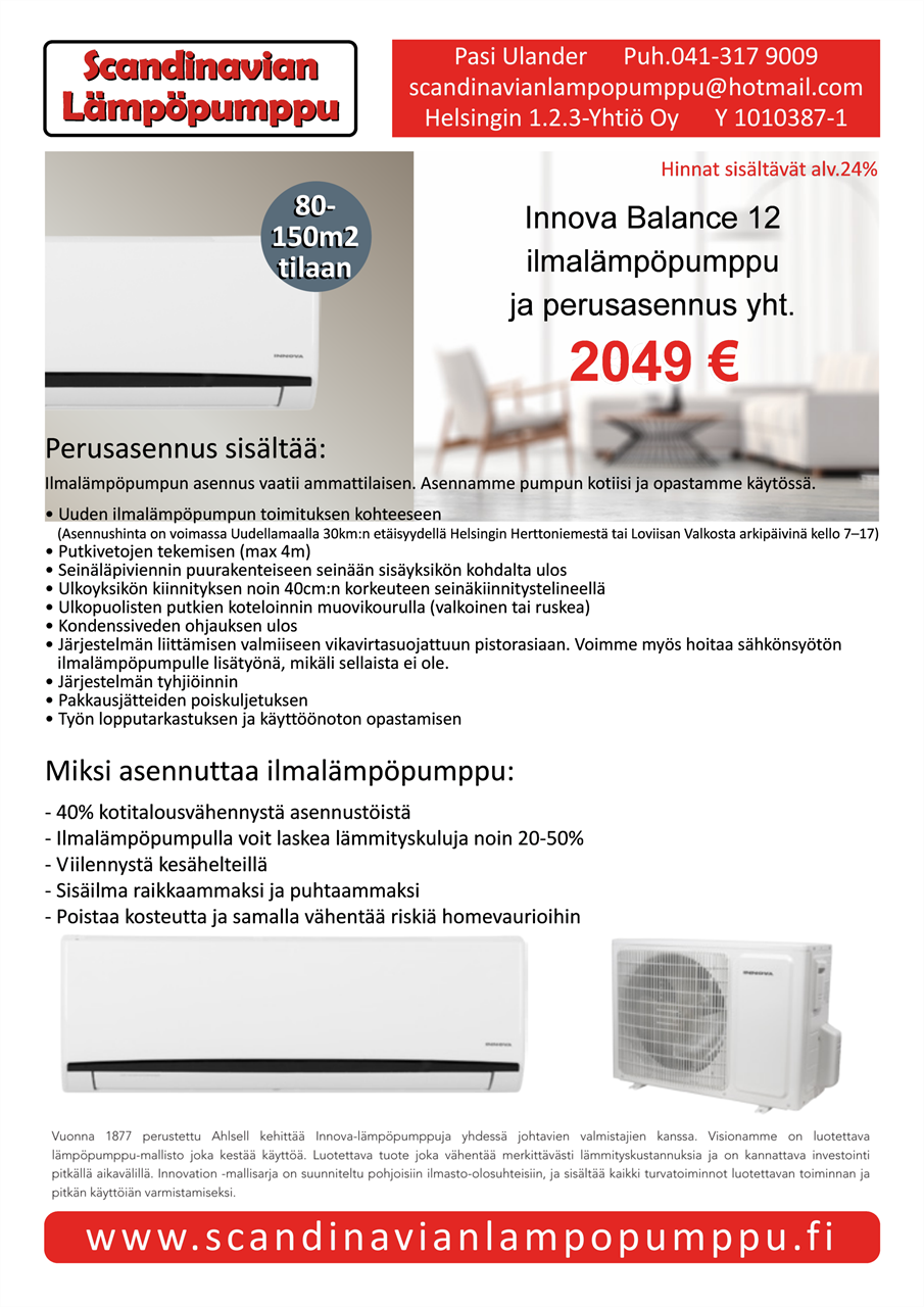 Innova Balance 12 ilmalämpöpumppu tarjous