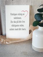 Trätavla A5, Vänligen stäng av, vit/svart text