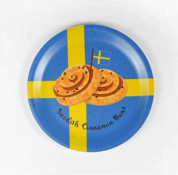 Glasunderlägg kant, Swedish Cinnamon Buns, blå-gul