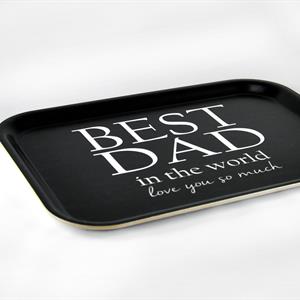 Bricka 27x20 cm, Best Dad, svart/vit text