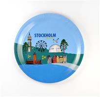 Glasunderlägg kant, Stockholmsmotiv, vit/färgtryck