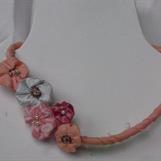 2. Halsband av textil och pärlor