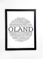 Poster 30x40 cm, Öland, vit/svart text