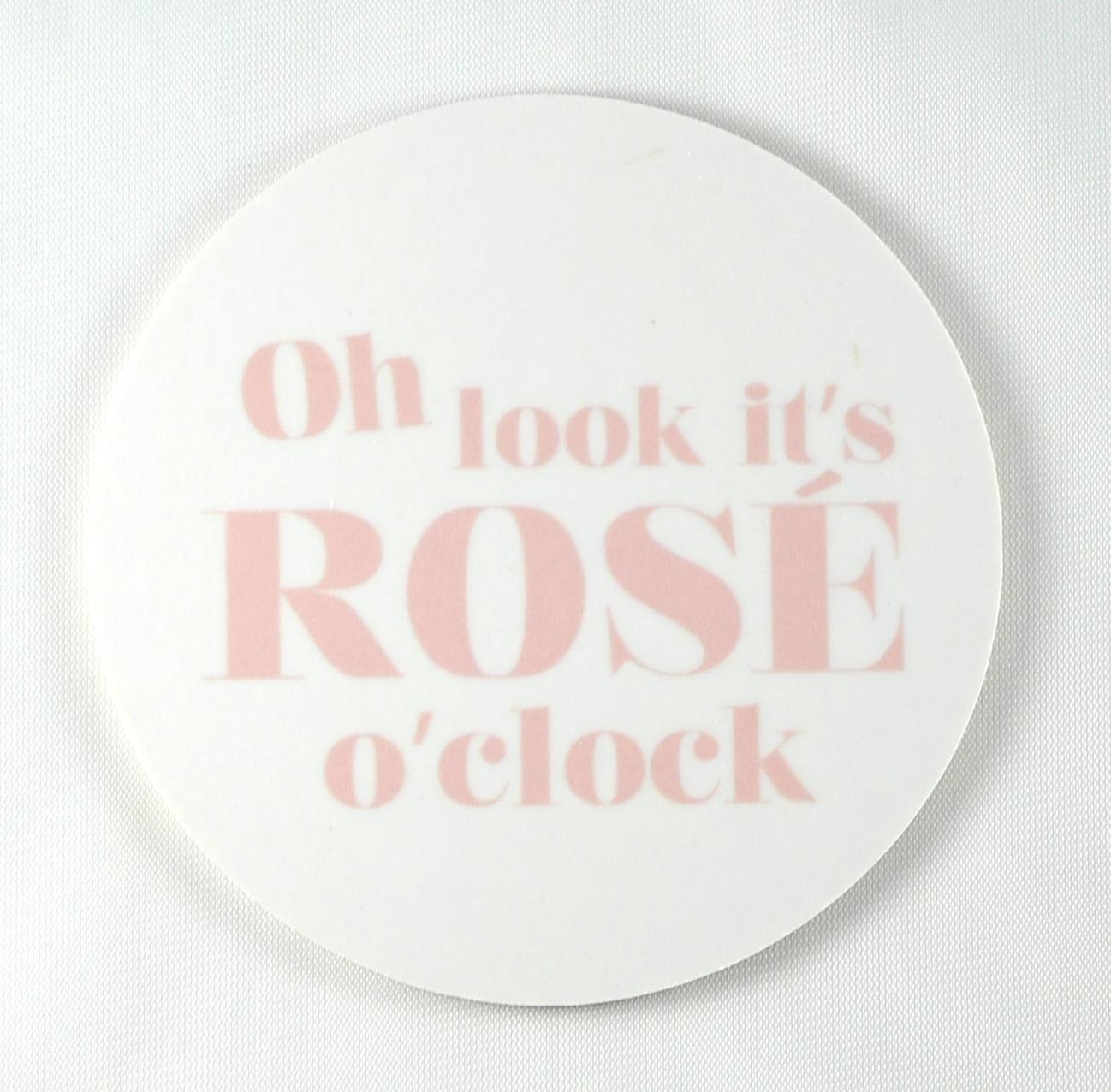 Glasunderlägg 4-p, Rose o clock, vit/rosa text
