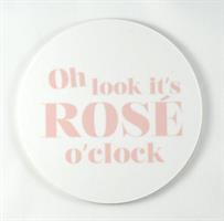 Glasunderlägg 4-p, Rose o clock, vit/rosa text