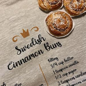 Kökshandduk 50x70, Swedish Cinnamon Buns, linne