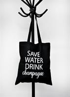 Tygkasse, Save Water, svart/vit text