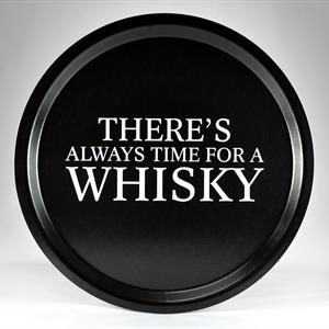 Bricka rund 31 cm, Whisky, svart/vit text