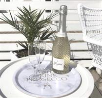 Bricka rund 31 cm, Prosecco, marmor/guldtext