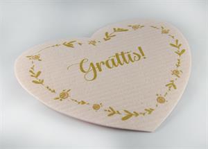 Disktrasa-hjärta, Grattis!, rosa/rosa-guld text