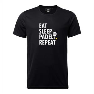 T-shirt Herr Medium, Padel repeat, svart/vit text