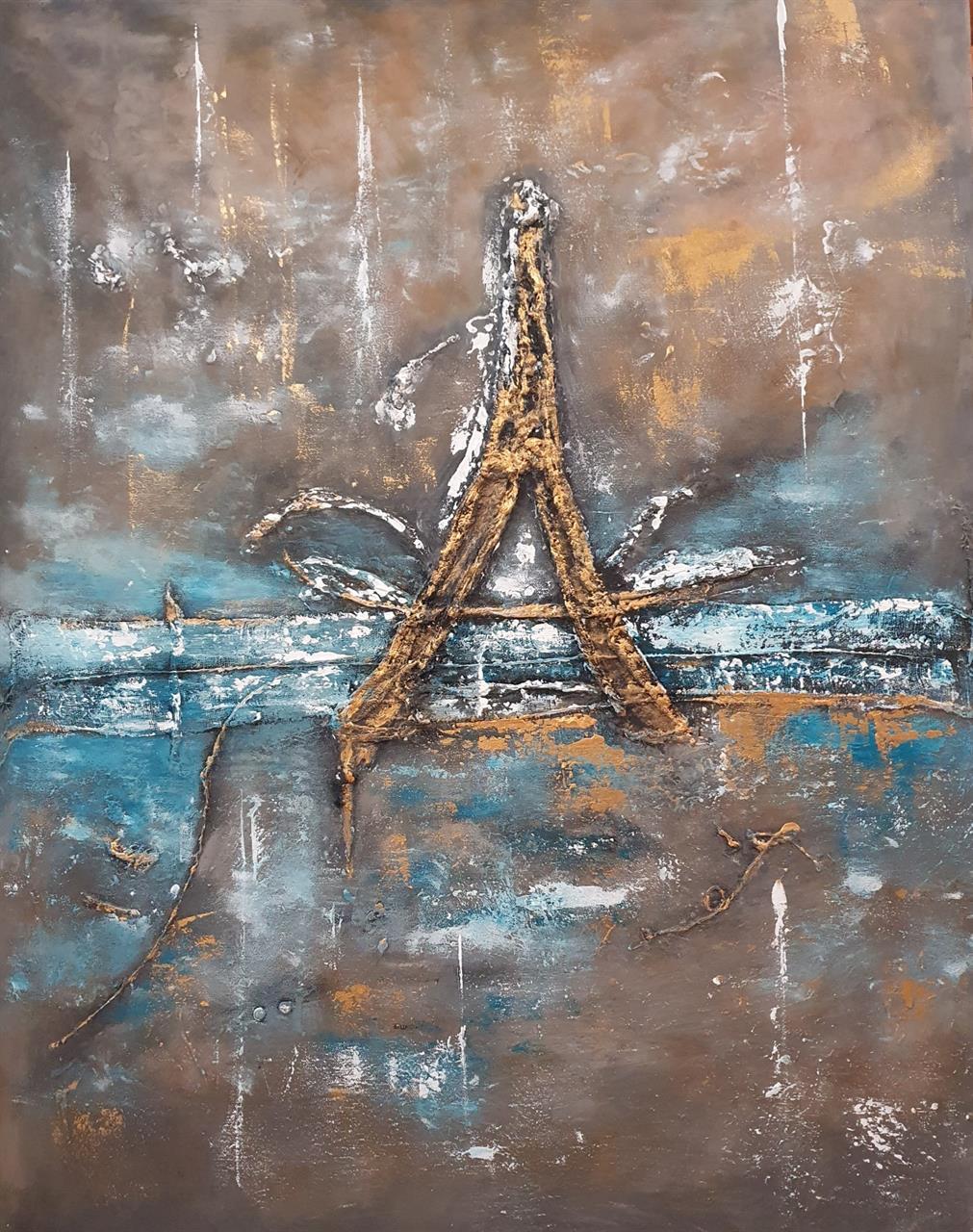 Stor tavla 100*80  Vintage abstrakt Eiffel