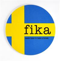 Glasunderlägg 4-p, Make time Fika, svenska flaggan