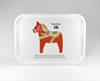 Bricka 27x20 cm, Dala horse, vit/rött tryck